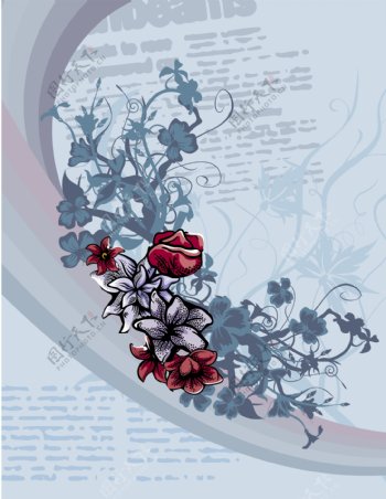花卉花纹丝带背景设计