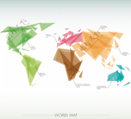清新彩色世界地图矢量素材