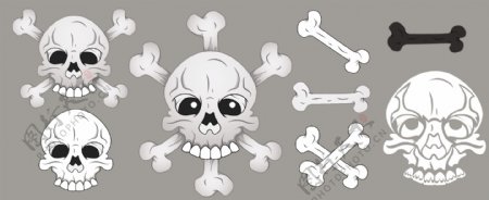 颅骨和骨骼矢量插画
