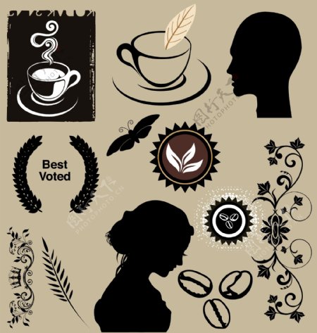 咖啡元素图案