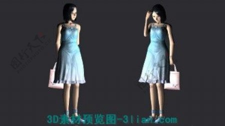 3D裙子女孩模型