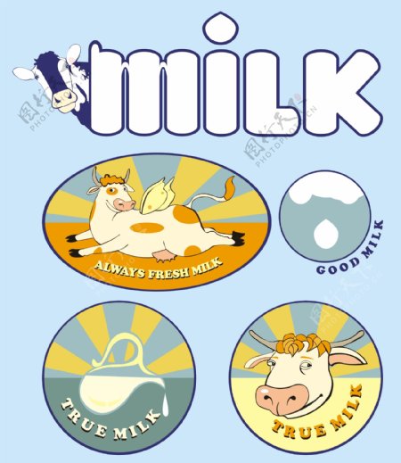 彩色牛奶宣传图标