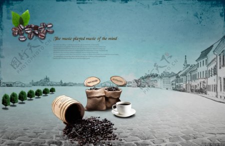 咖啡豆与建筑