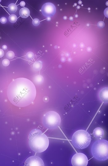 白色珍珠立体链接紫色手机背景