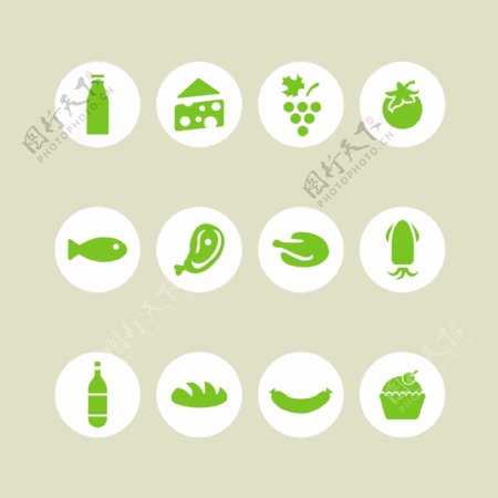 食品绿色图标收藏