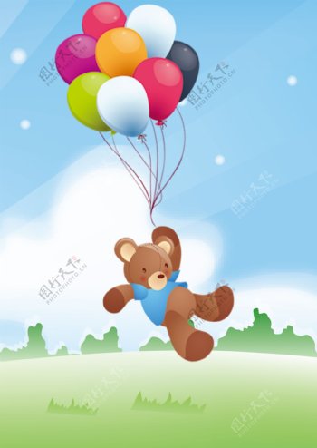 拉气球的小熊