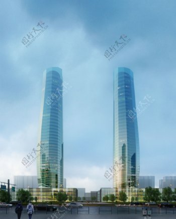 摩天大楼景观效果设计PSD分层素材