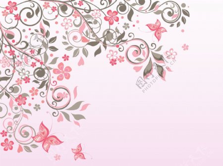 时尚手绘花卉花纹背景素材