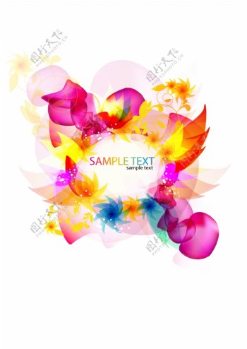 彩色荧光抽象花卉背景