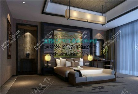 中式卧室模型设计