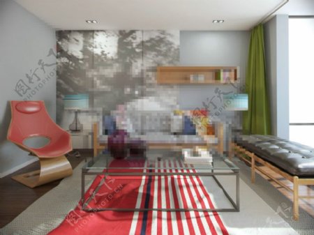 室内客厅空间3D模型素材