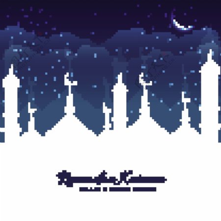 斋月伊斯兰教堂插图夜空背景