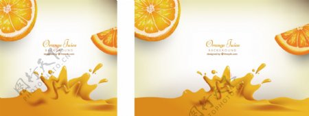 写实橙汁图形图案背景