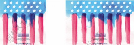 抽象背景水彩风格美国国旗