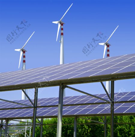 风力发电站与太阳能图片
