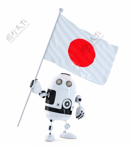 与日本国旗的Android机器人站