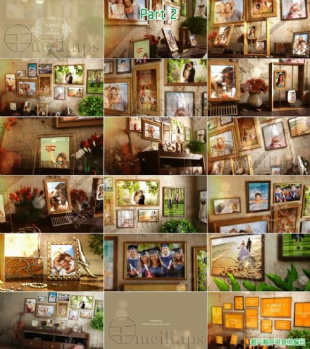 温馨幸福的家庭相片组合展示墙AE模板2