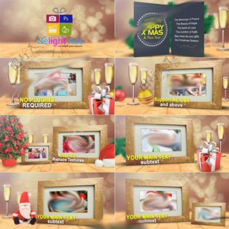 温馨的圣诞节相框展示动画AE模板
