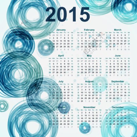 2015蓝色圈年历图片
