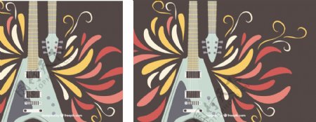创意电吉他平面设计装饰图案背景