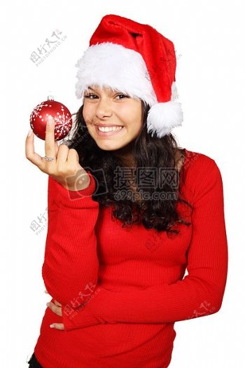 快乐可爱的圣诞女孩