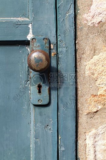 古老的生锈门锁