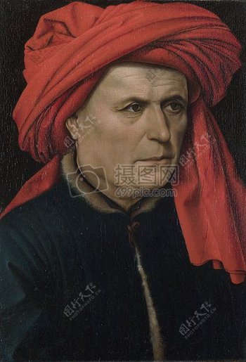红色头巾男子油画艺术