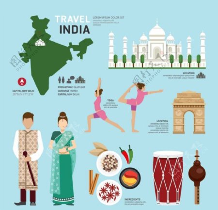 印度旅游元素