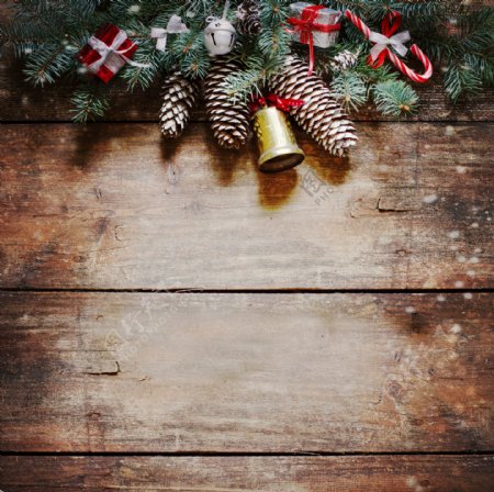 圣诞节铃铛木板背景