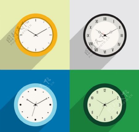 彩色时钟设计矢量素材下载