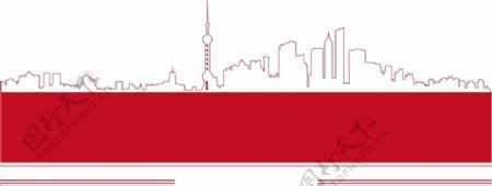 红色矢量封面城市剪影