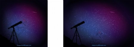 望远镜轮廓和星空背景