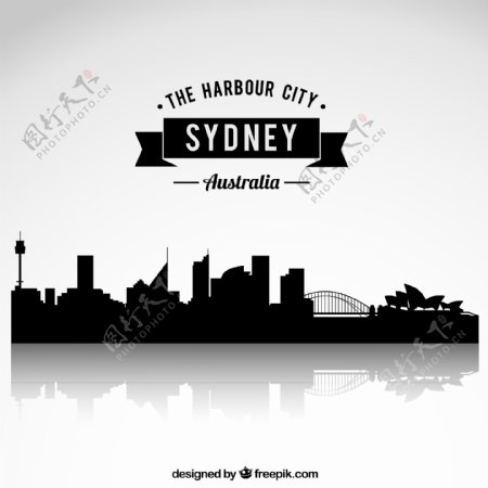 创意悉尼城市剪影矢量素材