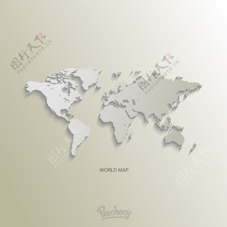 世界地图白色高清图