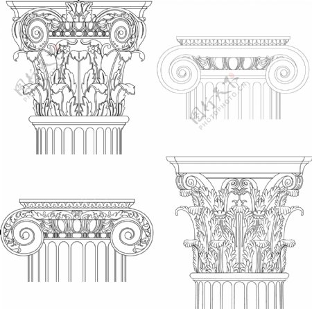 装饰精美图案的罗马柱