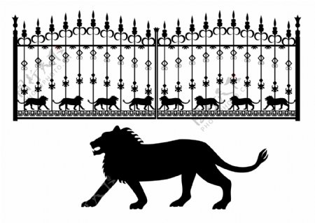 狮子投影和铁门