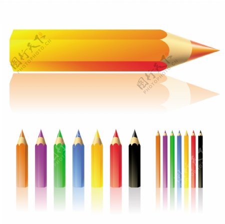 大量的彩色铅笔