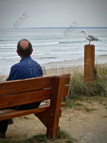 海滩上坐着的人