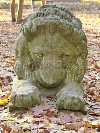 公园中的狮子雕塑