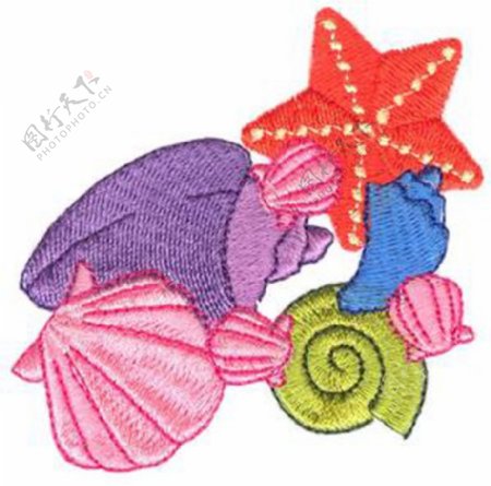 绣花动物海螺海贝海星免费素材
