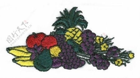 绣花植物水果色彩免费素材