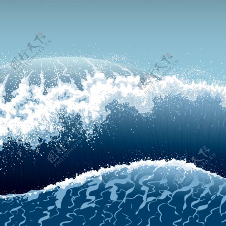 巨型海浪矢量插画