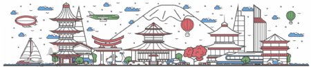 手绘日本旅行插画