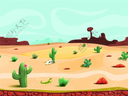 仙人掌沙漠风景图片
