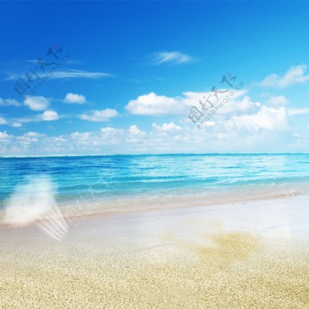 蓝色沙滩大气夏季产品聚划算直通车主图图片