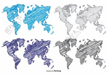涂鸦风格的世界地图