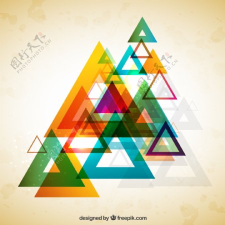 彩色三角形背景矢量素材