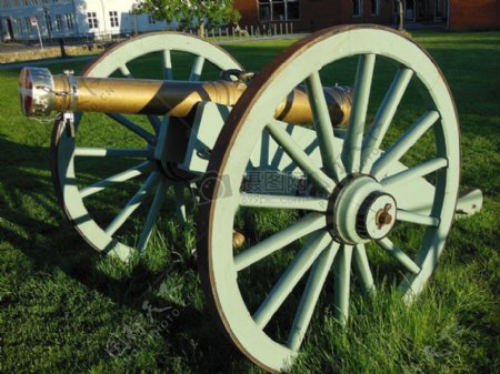 草地上的青铜加农炮