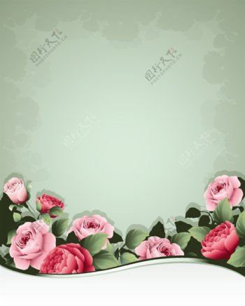 卡通玫瑰花朵矢量素材背景