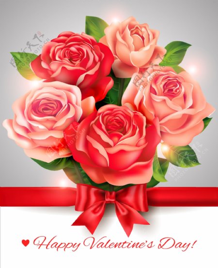 玫瑰花节日礼物卡片精美花朵玫瑰矢量素材